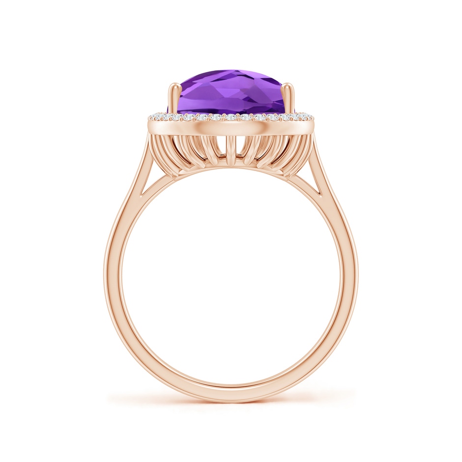 15x10mm AAAA Pear-Shaped Amethyst Cocktail Ring with Diamond Halo in Rose Gold side-1