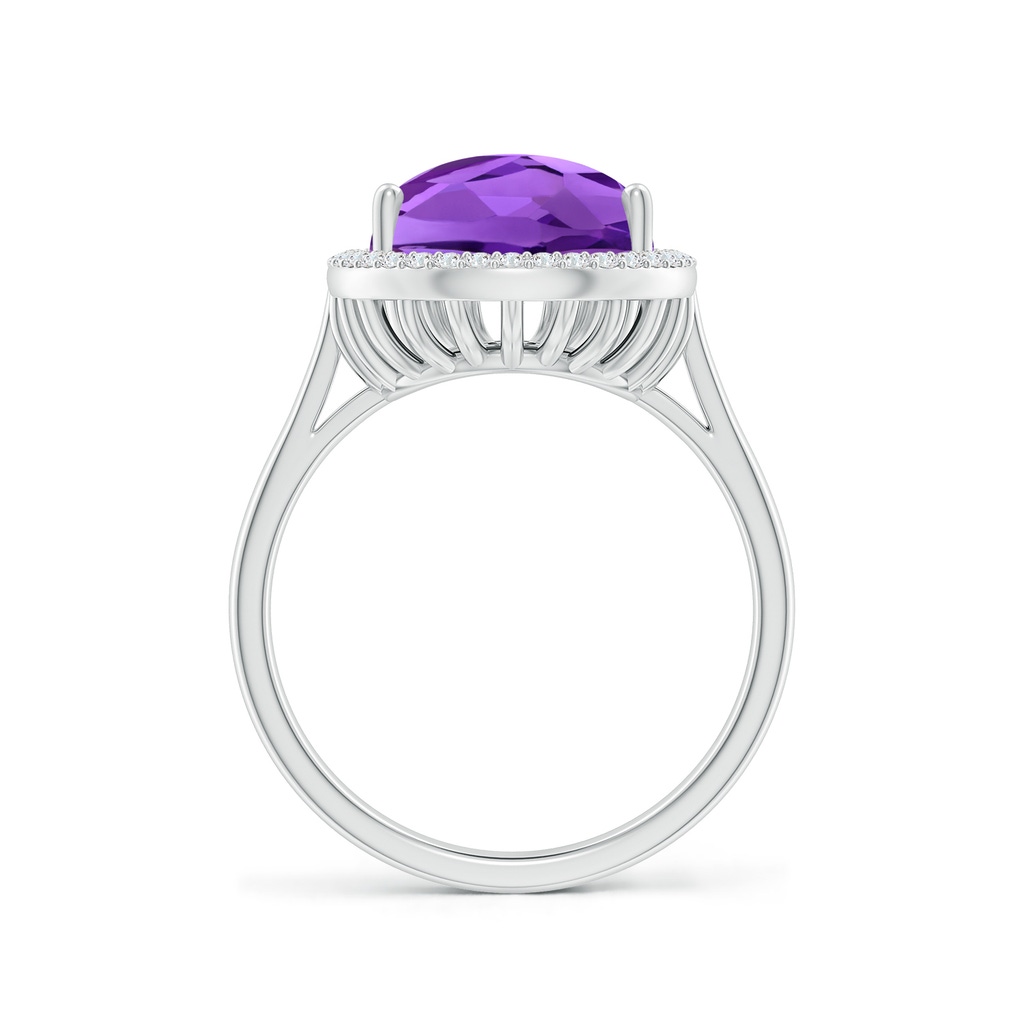 15x10mm AAAA Pear-Shaped Amethyst Cocktail Ring with Diamond Halo in White Gold - side_1