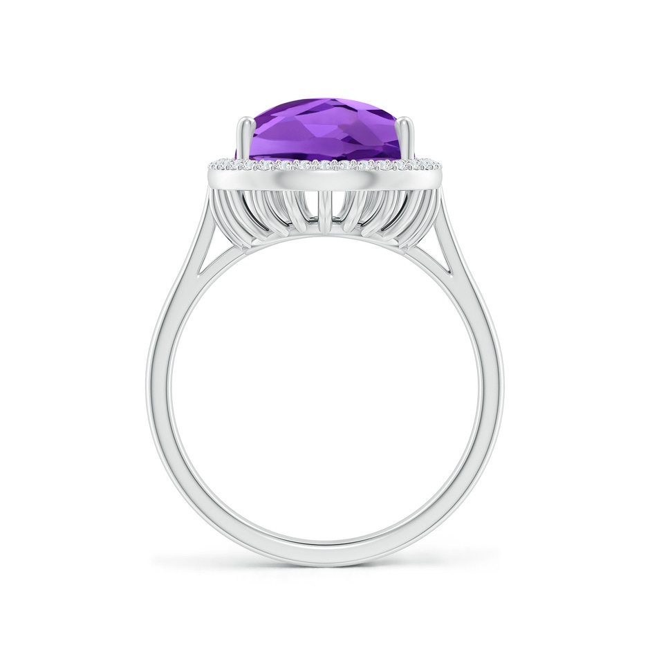 15x10mm AAAA Pear-Shaped Amethyst Cocktail Ring with Diamond Halo in White Gold side-1