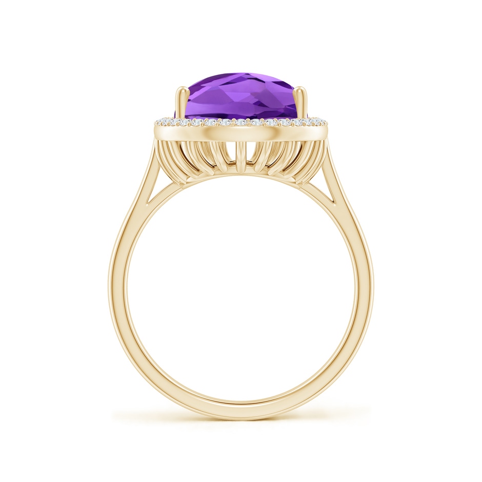 15x10mm AAAA Pear-Shaped Amethyst Cocktail Ring with Diamond Halo in Yellow Gold side-1