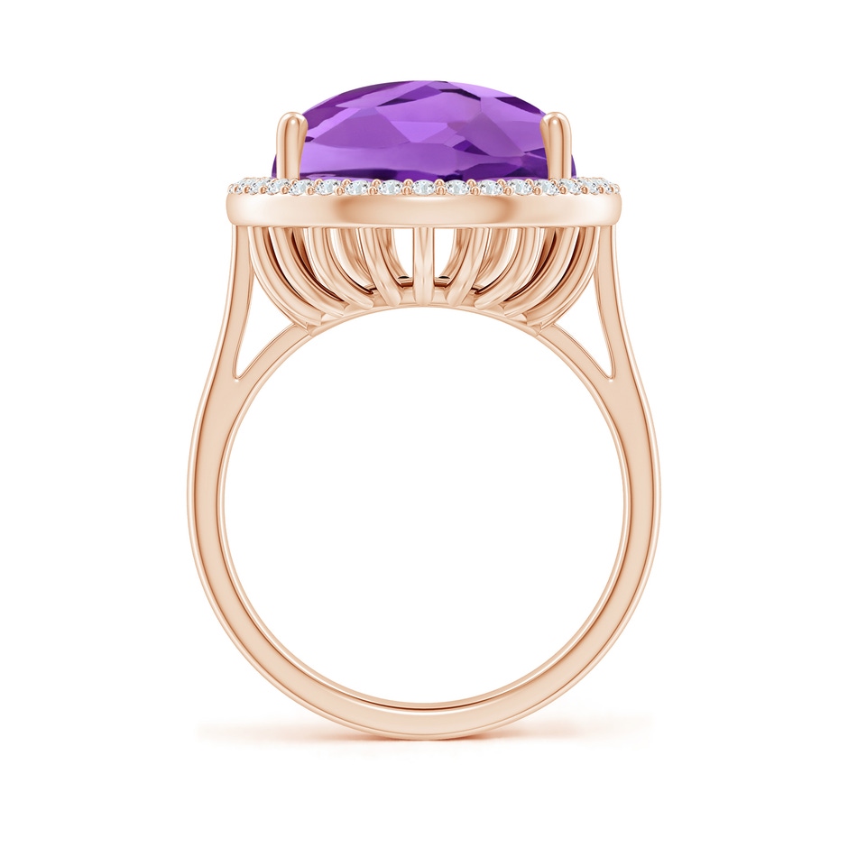 18x13mm AAA Pear-Shaped Amethyst Cocktail Ring with Diamond Halo in Rose Gold side-1
