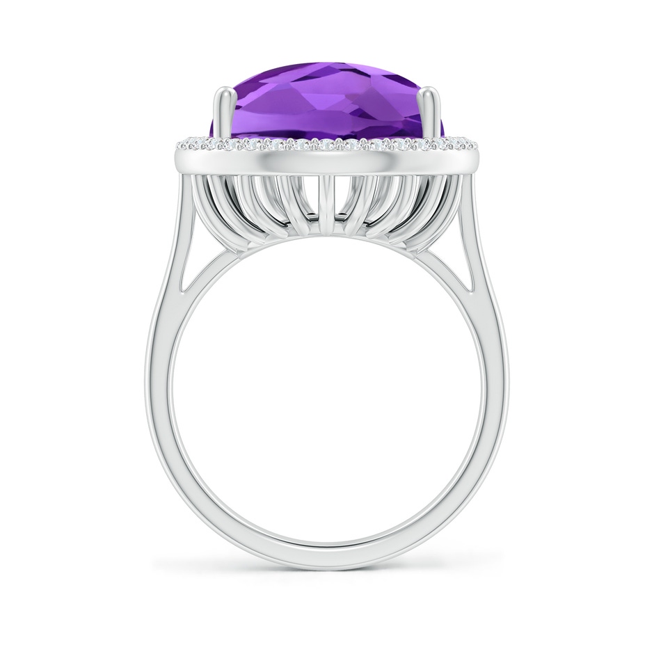 18x13mm AAAA Pear-Shaped Amethyst Cocktail Ring with Diamond Halo in White Gold side-1