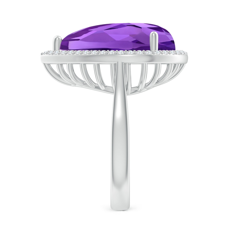 18x13mm AAAA Pear-Shaped Amethyst Cocktail Ring with Diamond Halo in White Gold side-2
