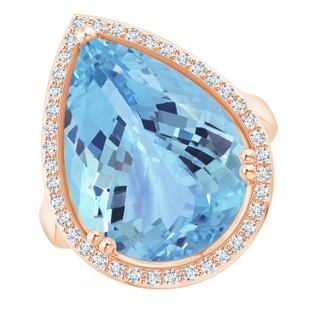 23.22x14.03x9.40mm AAA GIA Certified Pear Aquamarine Cocktail Ring in 10K Rose Gold