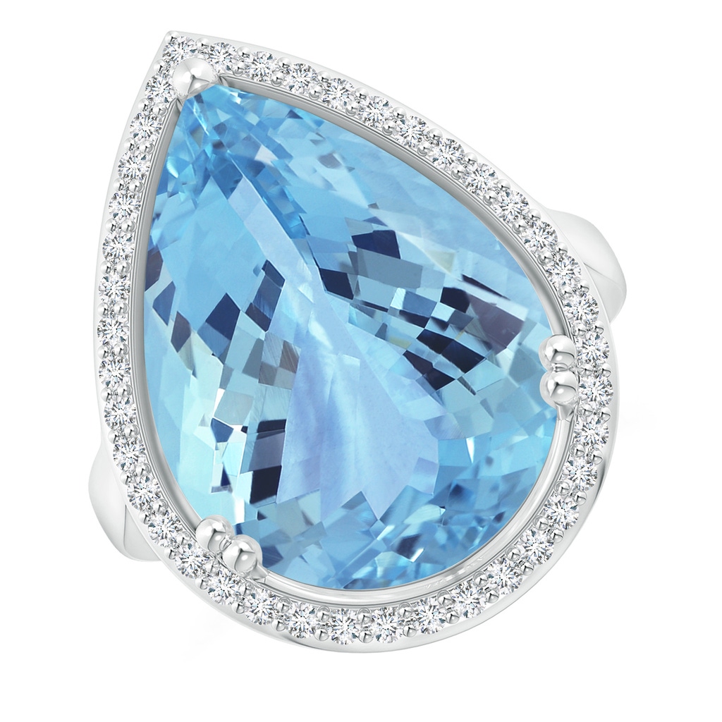23.22x14.03x9.40mm AAA GIA Certified Pear Aquamarine Cocktail Ring in White Gold