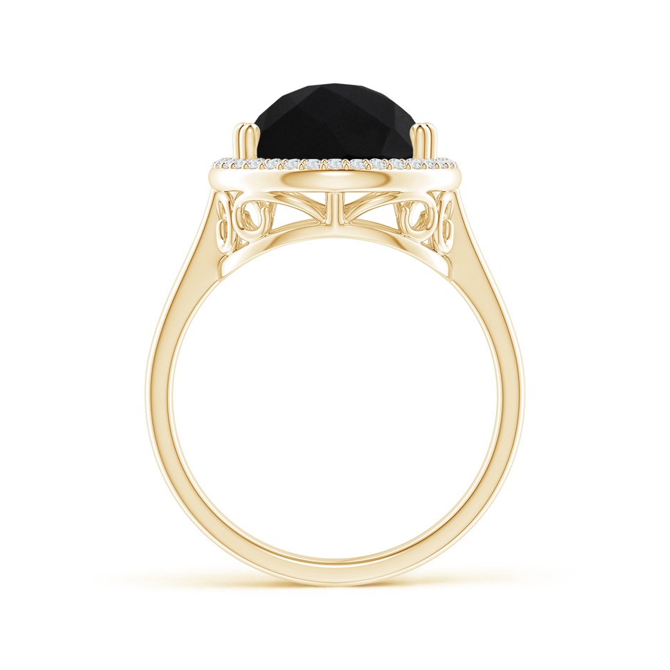 15x10mm AAA Pear-Shaped Black Onyx Cocktail Ring with Diamond Halo in Yellow Gold product image