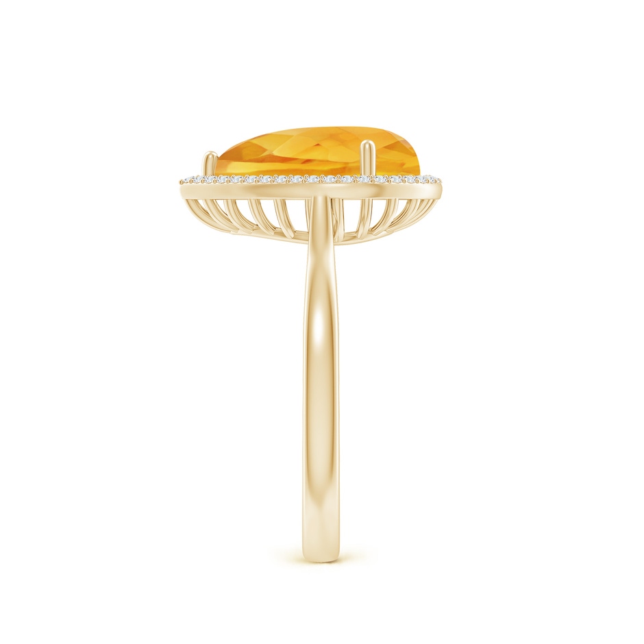 12x8mm A Pear-Shaped Citrine Cocktail Ring with Diamond Halo in Yellow Gold side-2