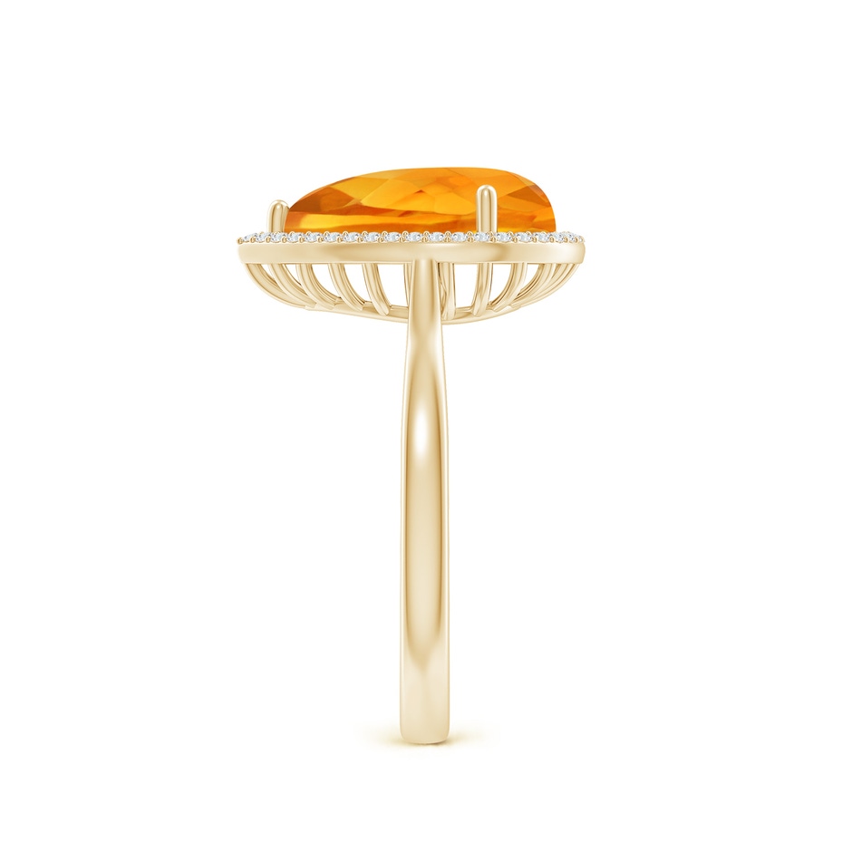 12x8mm AA Pear-Shaped Citrine Cocktail Ring with Diamond Halo in Yellow Gold side-2
