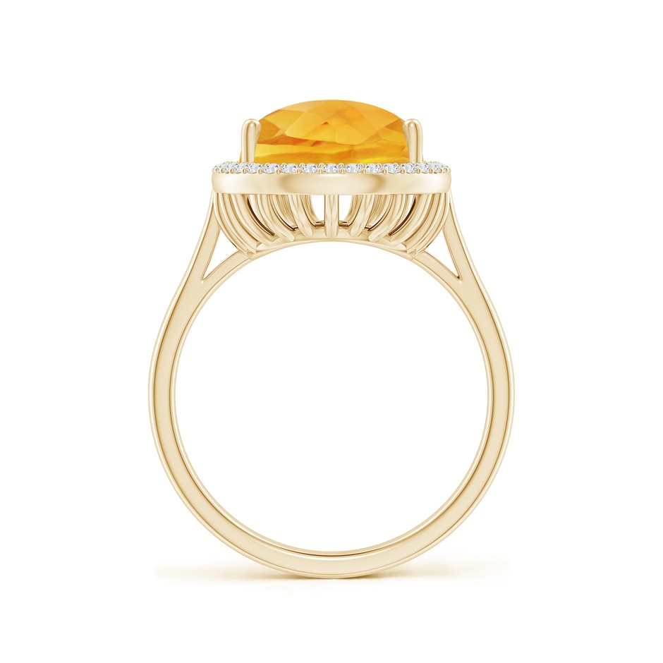 15x10mm A Pear-Shaped Citrine Cocktail Ring with Diamond Halo in Yellow Gold side-1