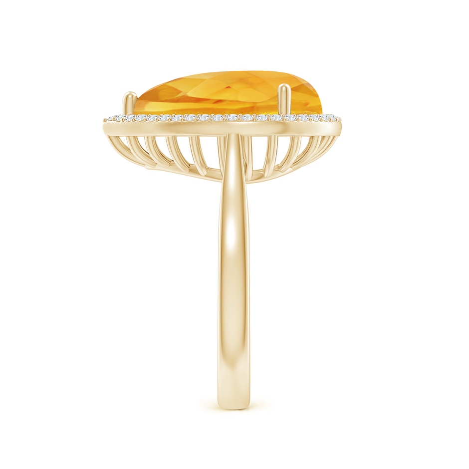 15x10mm A Pear-Shaped Citrine Cocktail Ring with Diamond Halo in Yellow Gold side-2