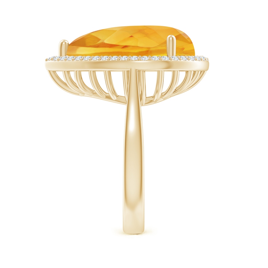 18x13mm A Pear-Shaped Citrine Cocktail Ring with Diamond Halo in Yellow Gold side-2