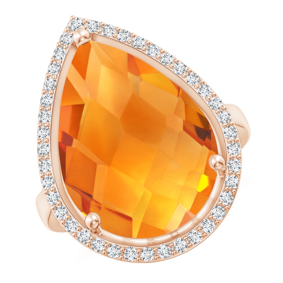 18x13mm AAA Pear-Shaped Citrine Cocktail Ring with Diamond Halo in Rose Gold 