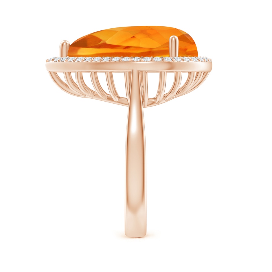 18x13mm AAA Pear-Shaped Citrine Cocktail Ring with Diamond Halo in Rose Gold side-2