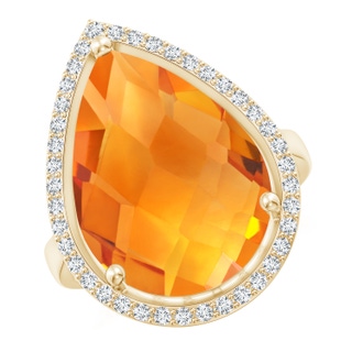 18x13mm AAA Pear-Shaped Citrine Cocktail Ring with Diamond Halo in Yellow Gold