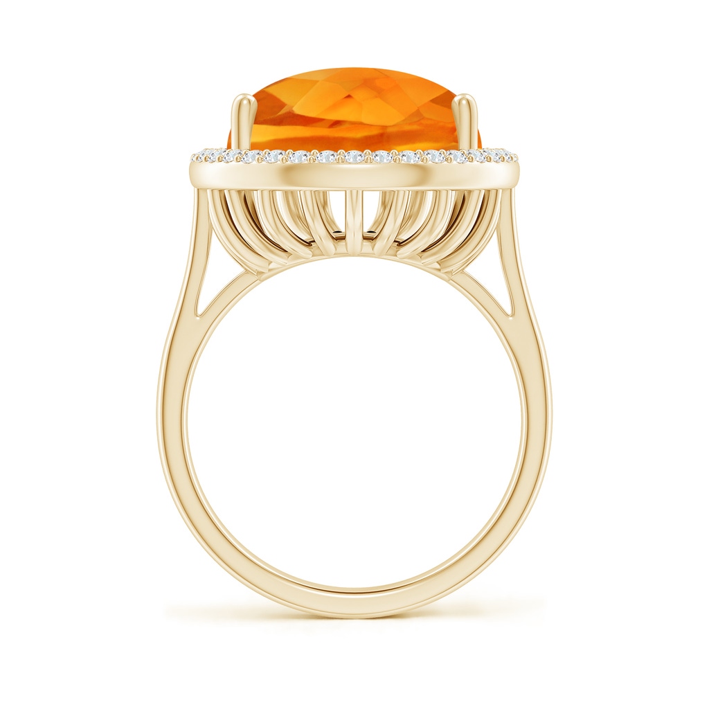 18x13mm AAA Pear-Shaped Citrine Cocktail Ring with Diamond Halo in Yellow Gold Side-1