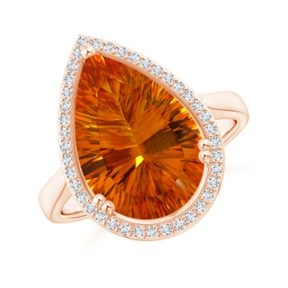 15.05x10.19x7.04mm AAAA GIA Certified Pear Ceylon Citrine Cocktail Ring in 10K Rose Gold