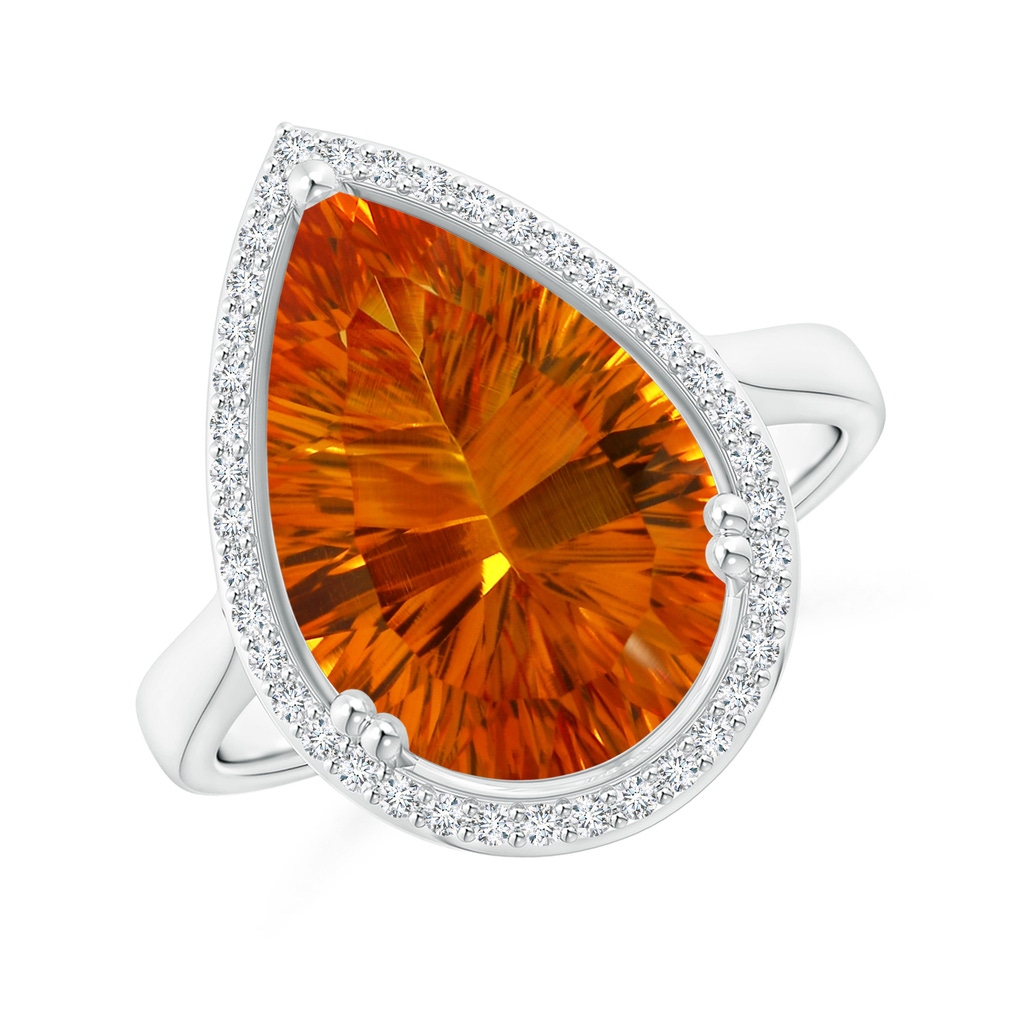 15.05x10.19x7.04mm AAAA GIA Certified Pear Ceylon Citrine Cocktail Ring in White Gold