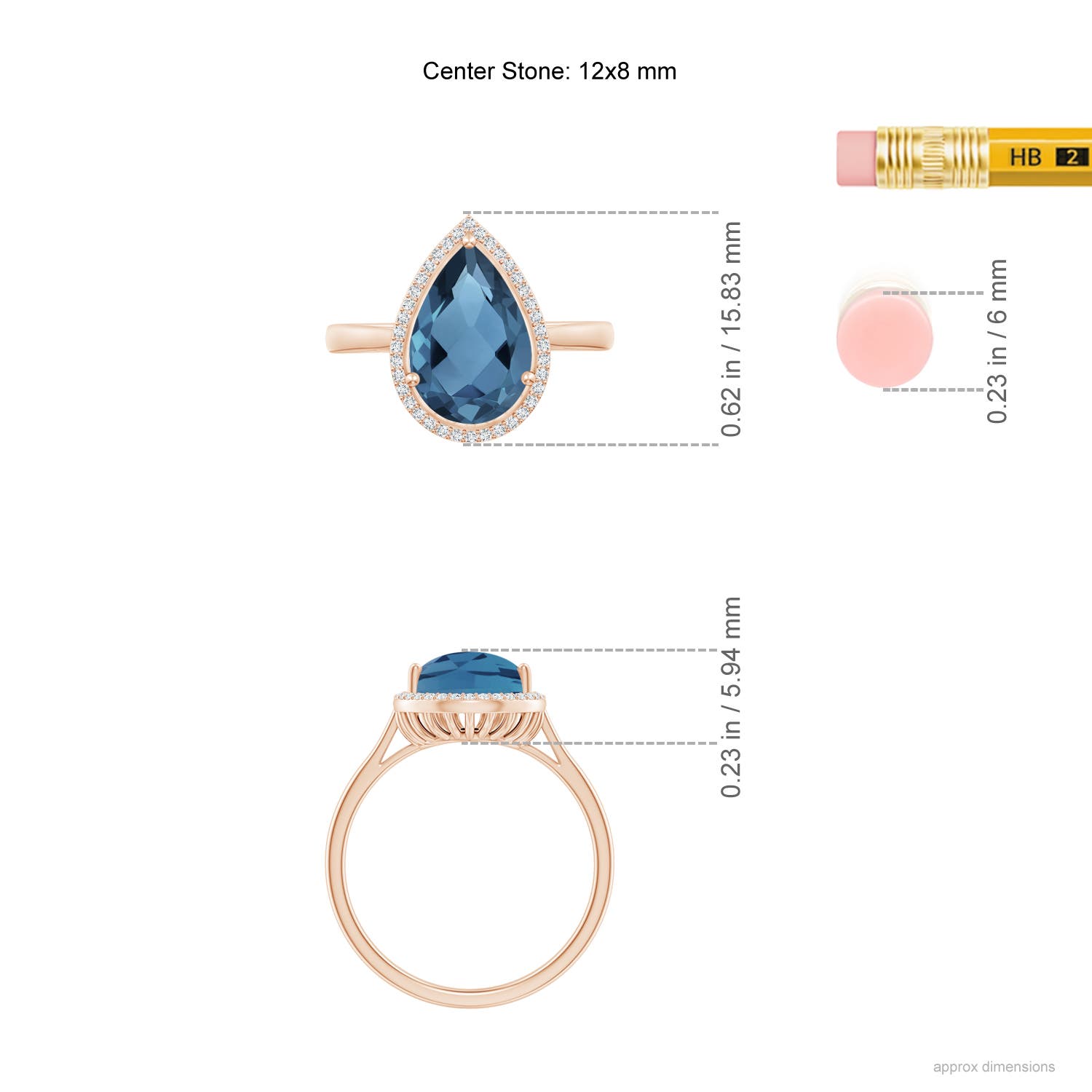 A - London Blue Topaz / 3.61 CT / 14 KT Rose Gold