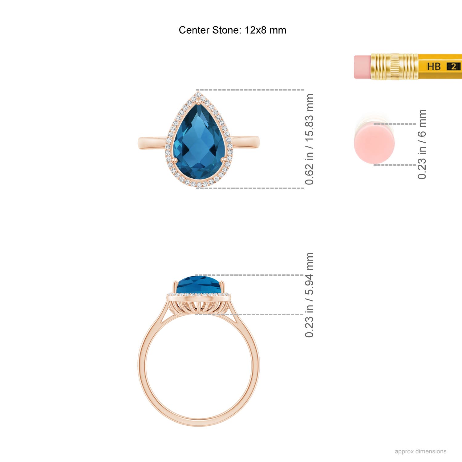 AAA - London Blue Topaz / 3.61 CT / 14 KT Rose Gold