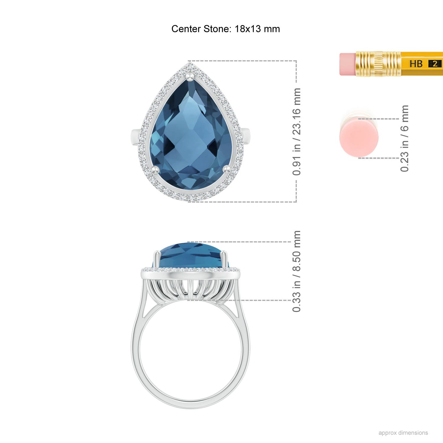 A - London Blue Topaz / 12.92 CT / 14 KT White Gold