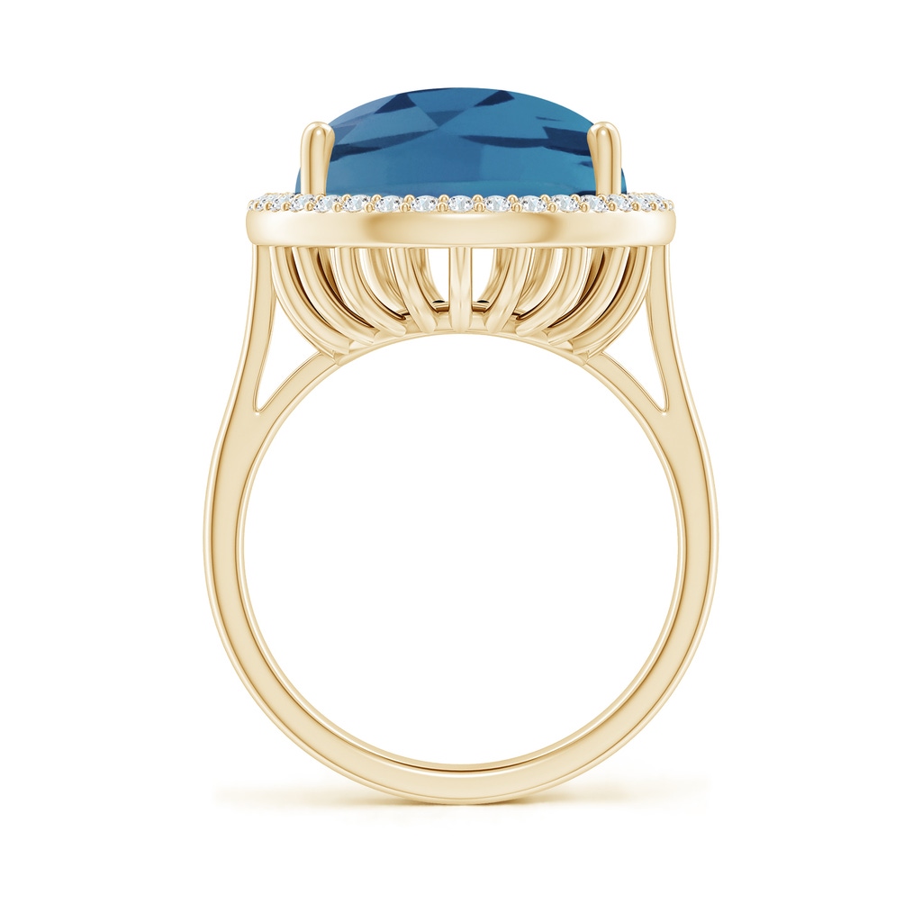 18x13mm A Pear-Shaped London Blue Topaz Cocktail Ring with Diamond Halo in Yellow Gold Side 199