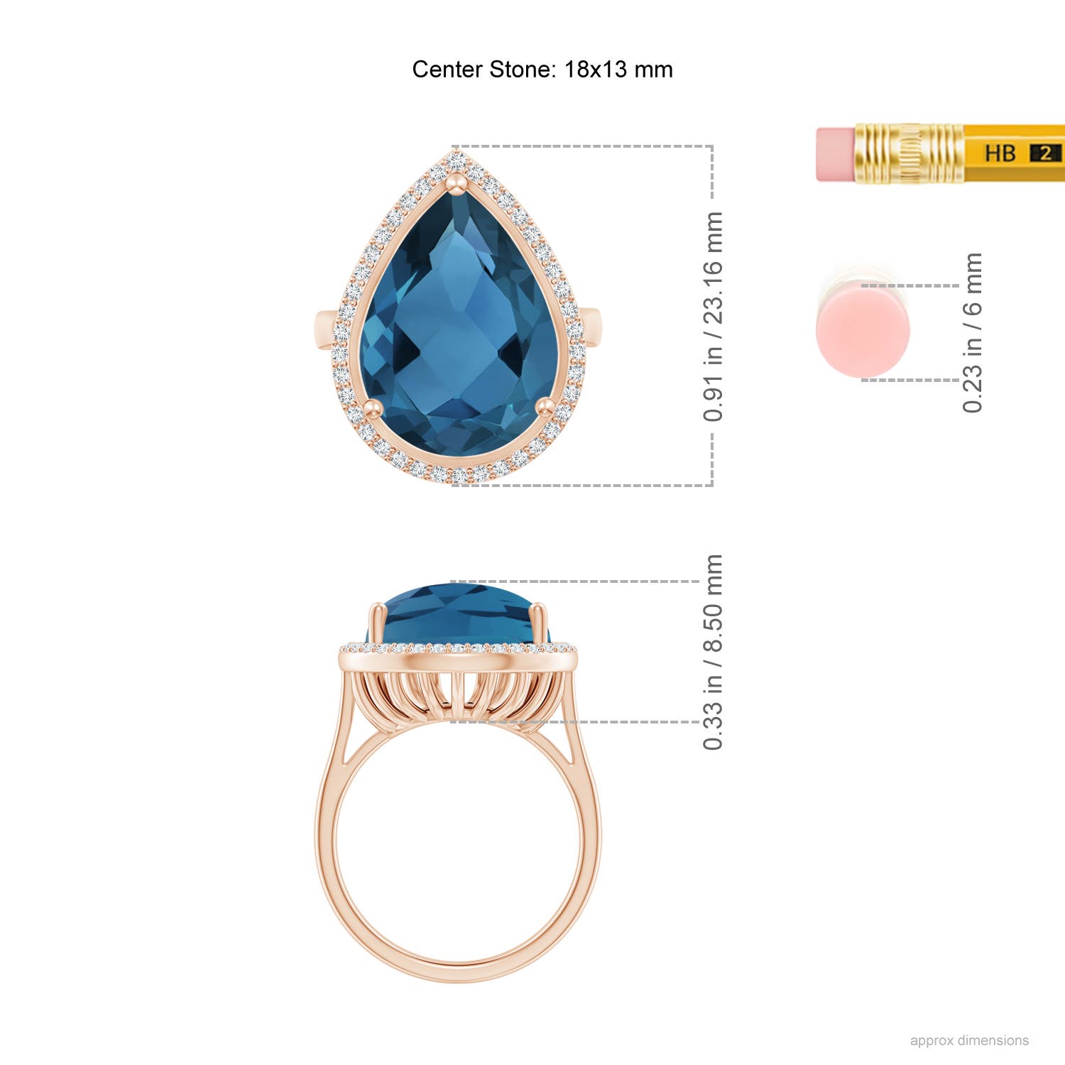 AA - London Blue Topaz / 12.92 CT / 14 KT Rose Gold