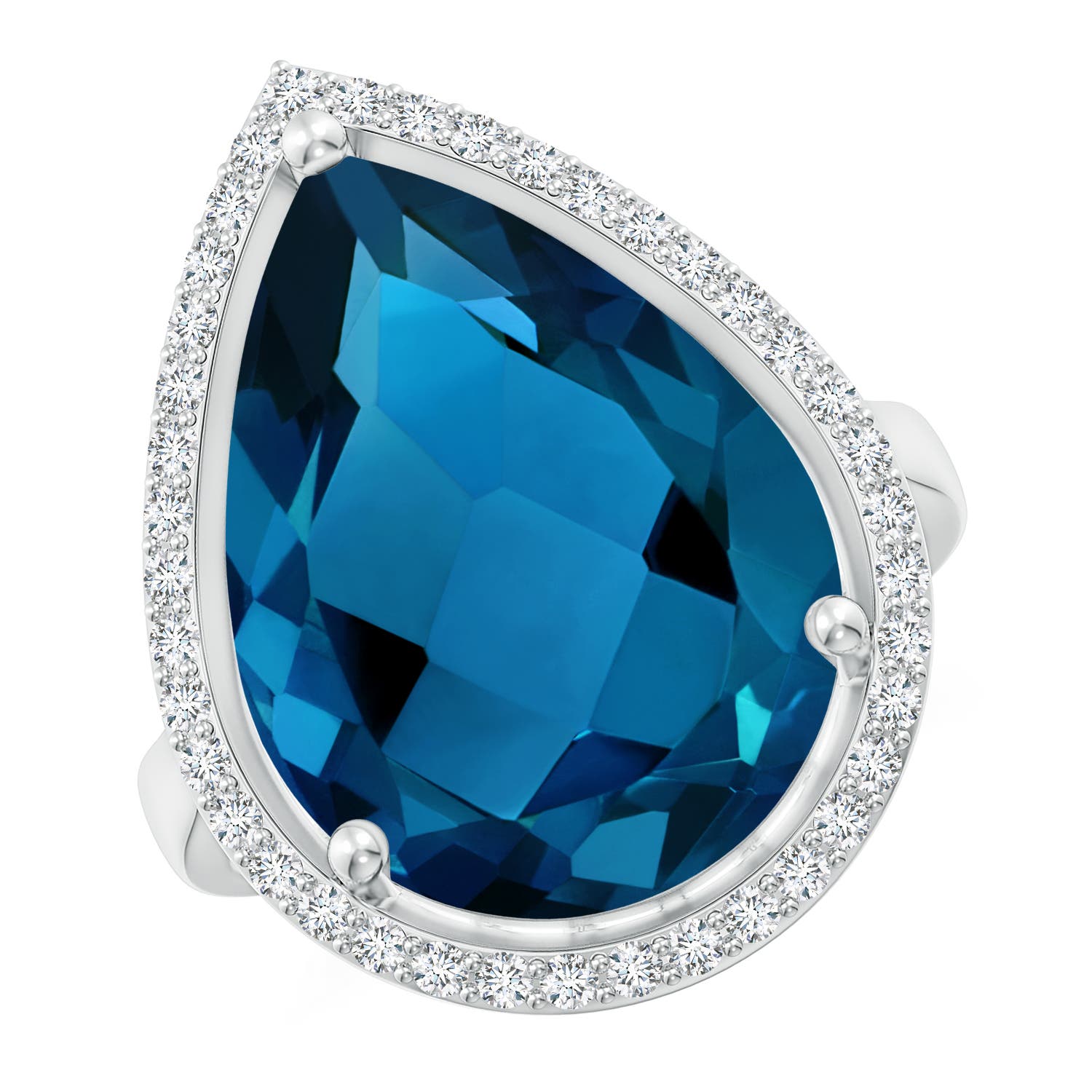 AAAA - London Blue Topaz / 12.92 CT / 14 KT White Gold