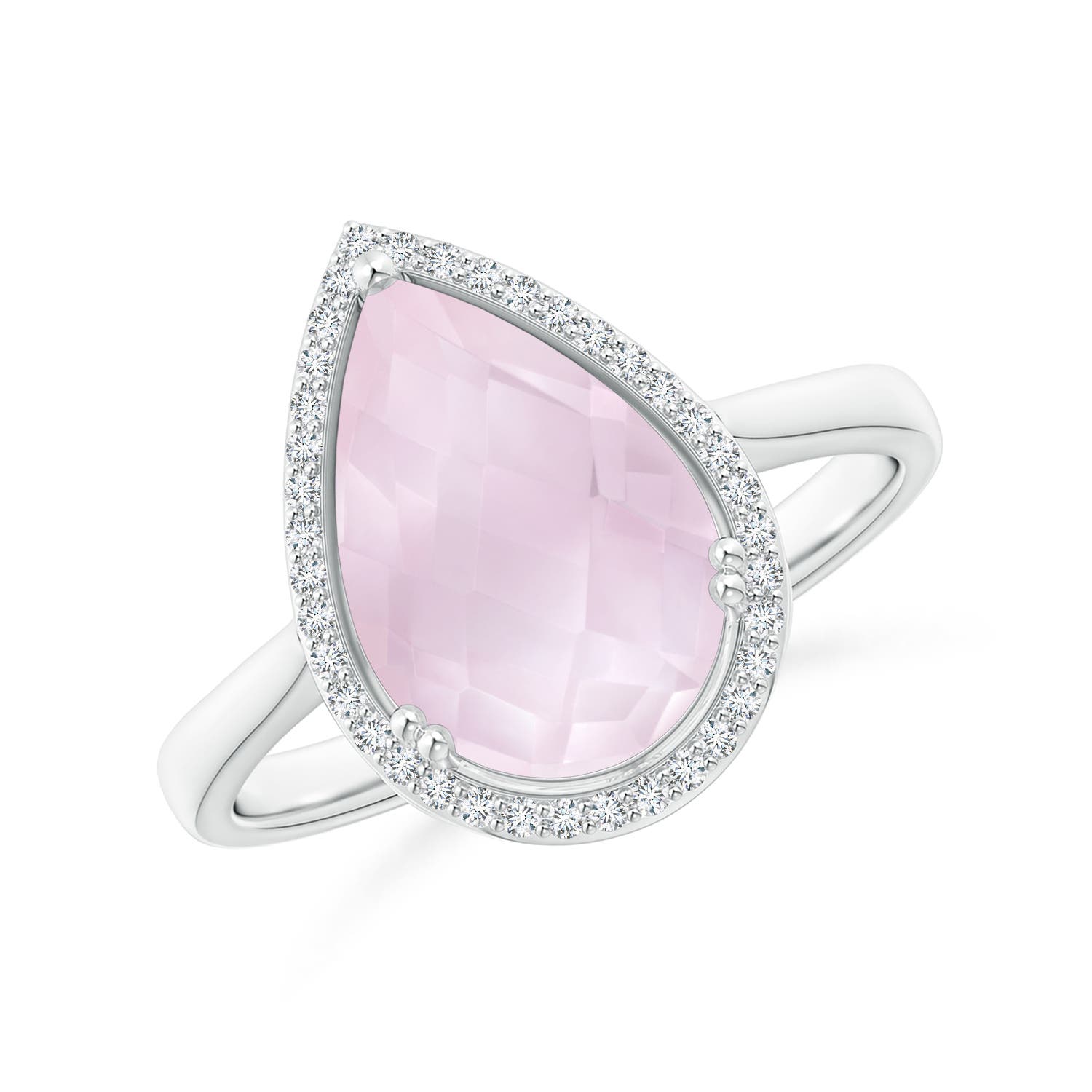 A - Rose Quartz / 3.01 CT / 14 KT White Gold