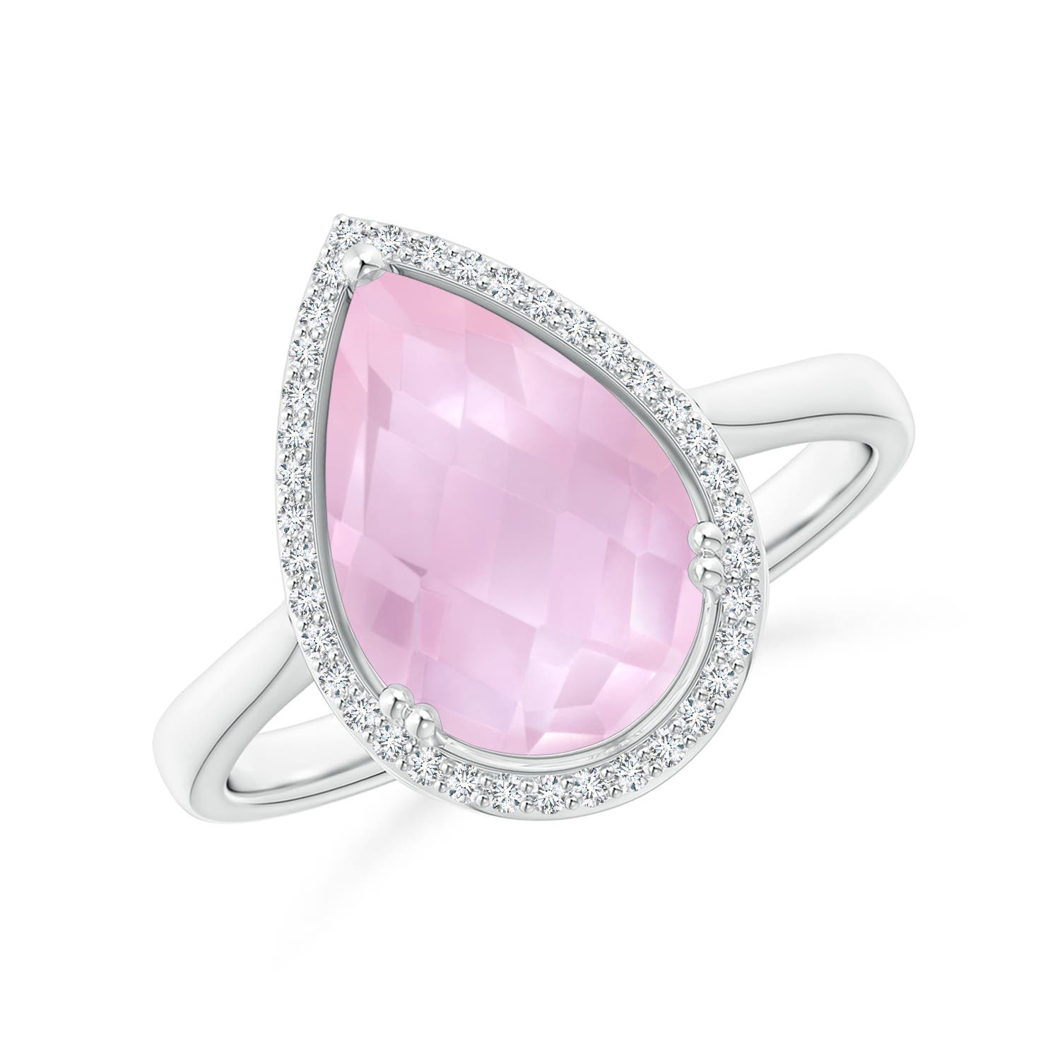 AAAA - Rose Quartz / 3.01 CT / 14 KT White Gold