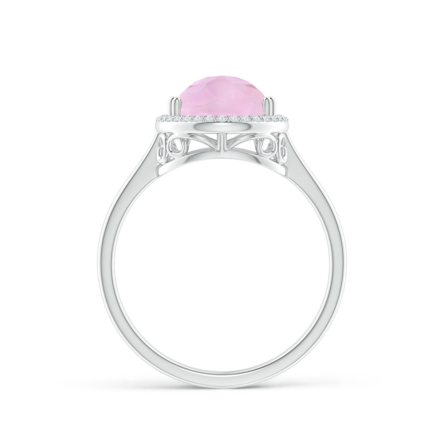 AAAA - Rose Quartz / 3.01 CT / 14 KT White Gold