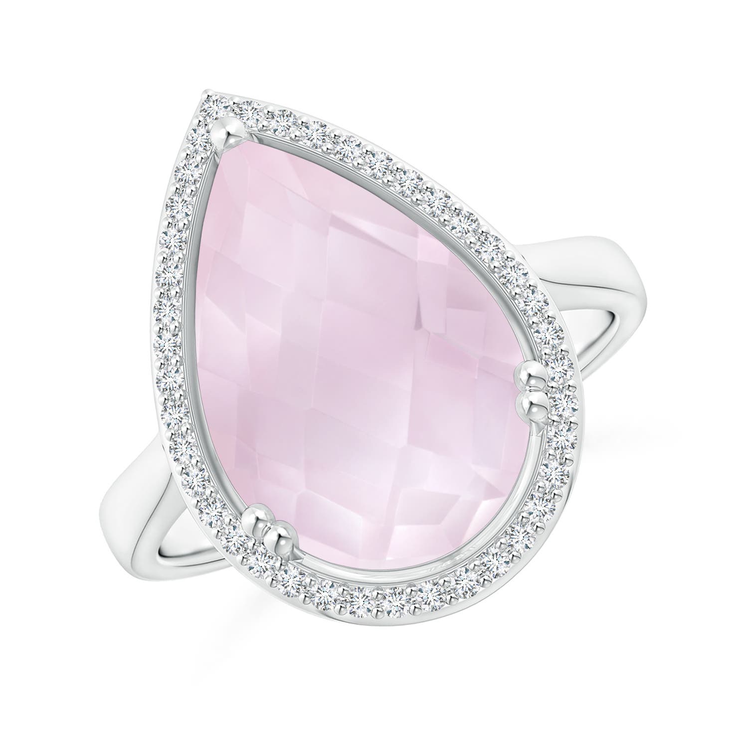 A - Rose Quartz / 5.7 CT / 14 KT White Gold