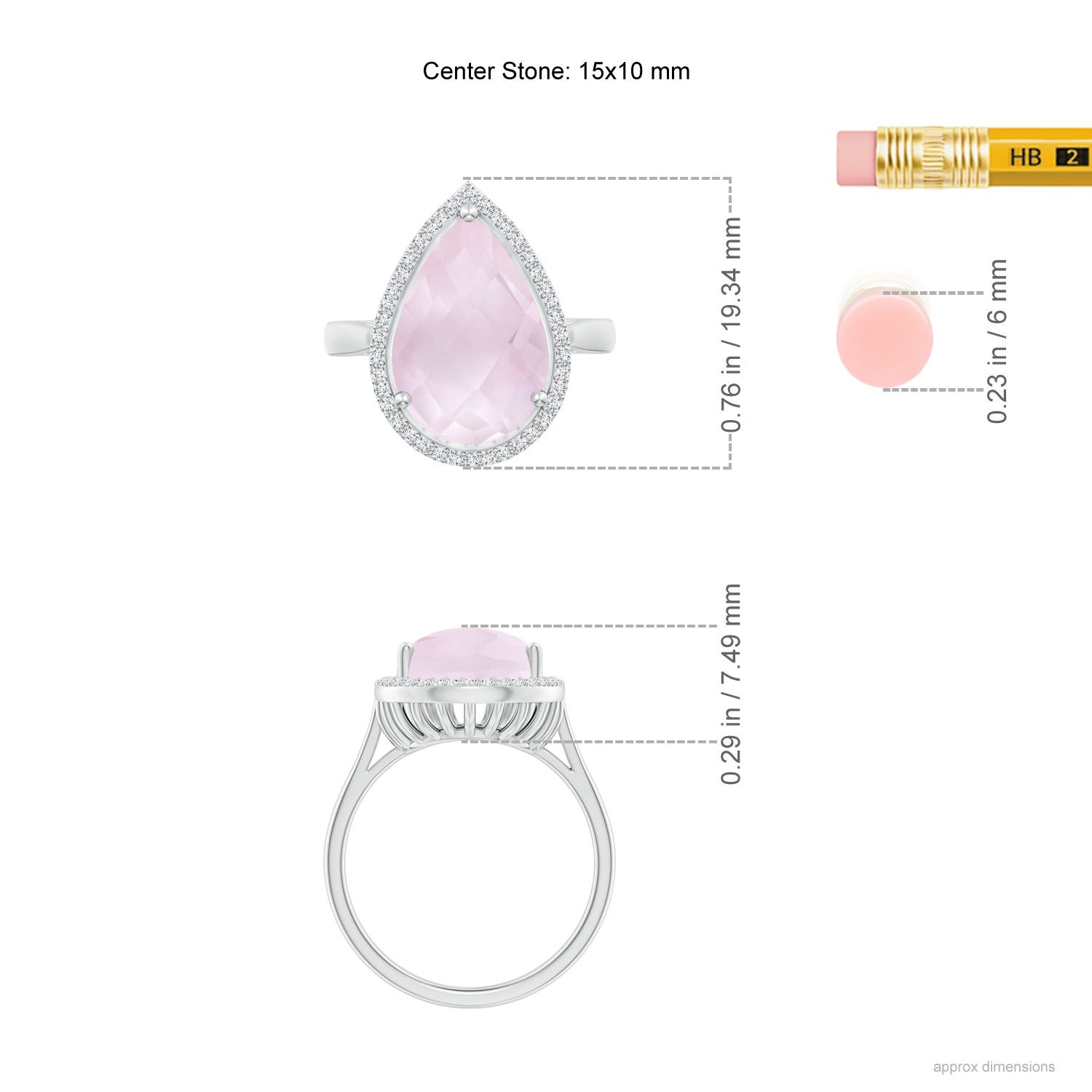 A - Rose Quartz / 5.7 CT / 14 KT White Gold