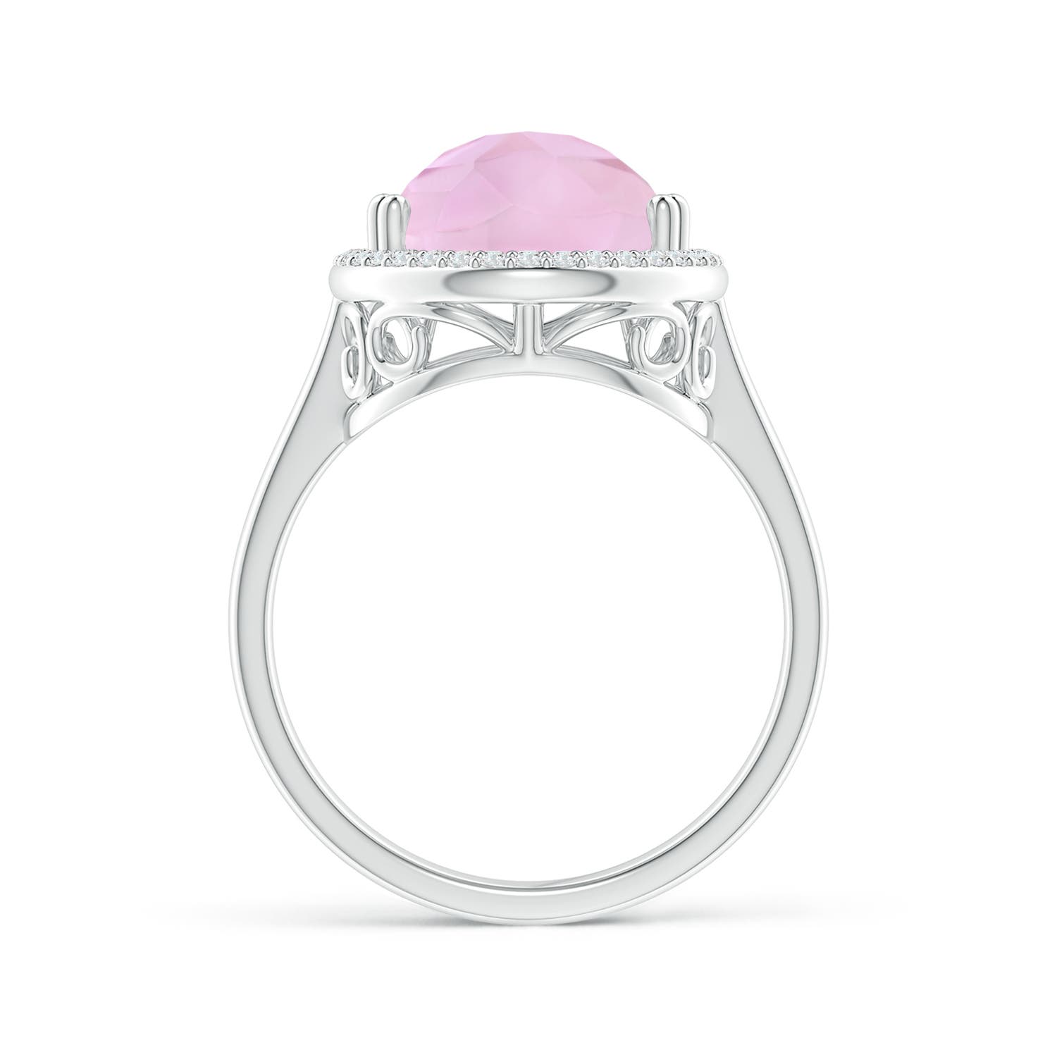 AAAA - Rose Quartz / 5.7 CT / 14 KT White Gold