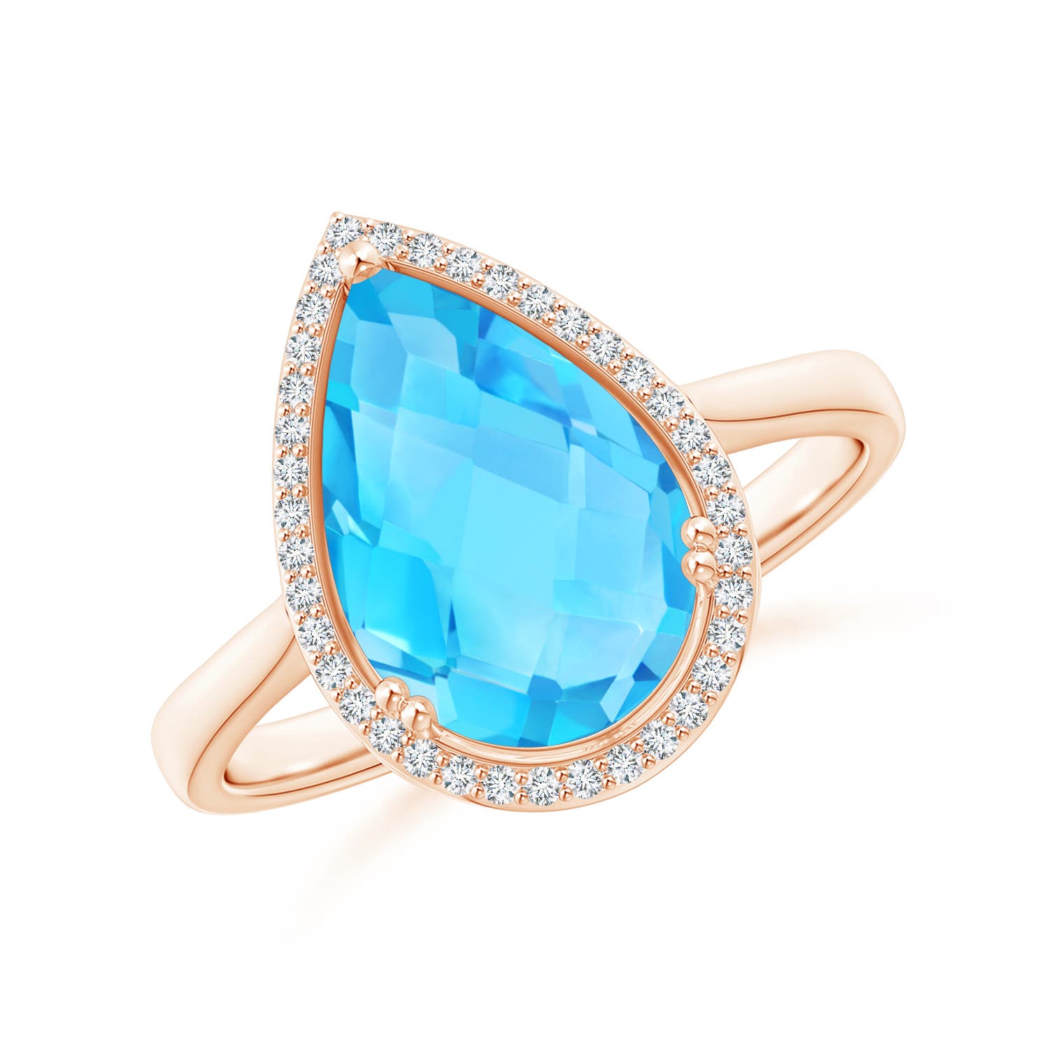 A - Swiss Blue Topaz / 3.61 CT / 14 KT Rose Gold