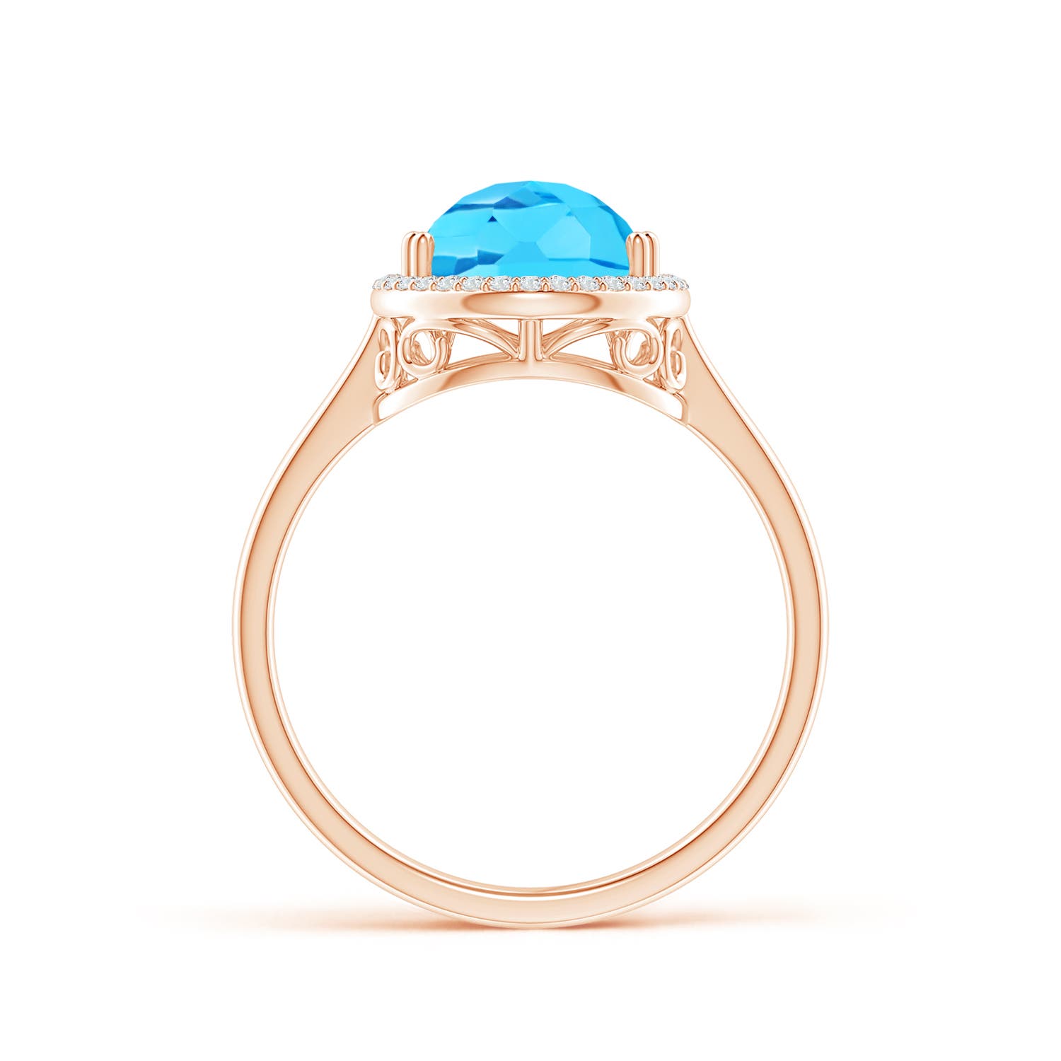 A - Swiss Blue Topaz / 3.61 CT / 14 KT Rose Gold