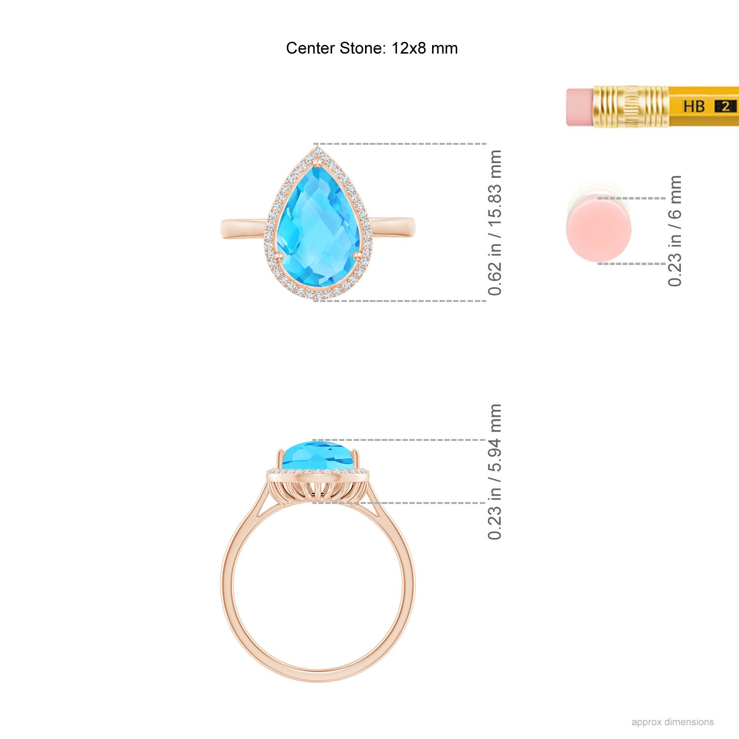 A - Swiss Blue Topaz / 3.61 CT / 14 KT Rose Gold