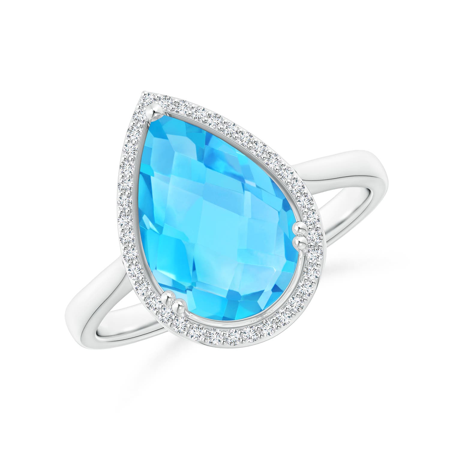 A - Swiss Blue Topaz / 3.61 CT / 14 KT White Gold