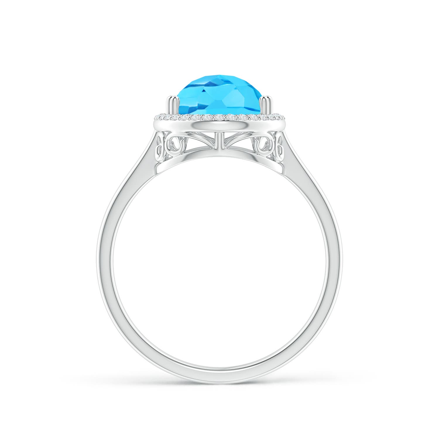 A - Swiss Blue Topaz / 3.61 CT / 14 KT White Gold