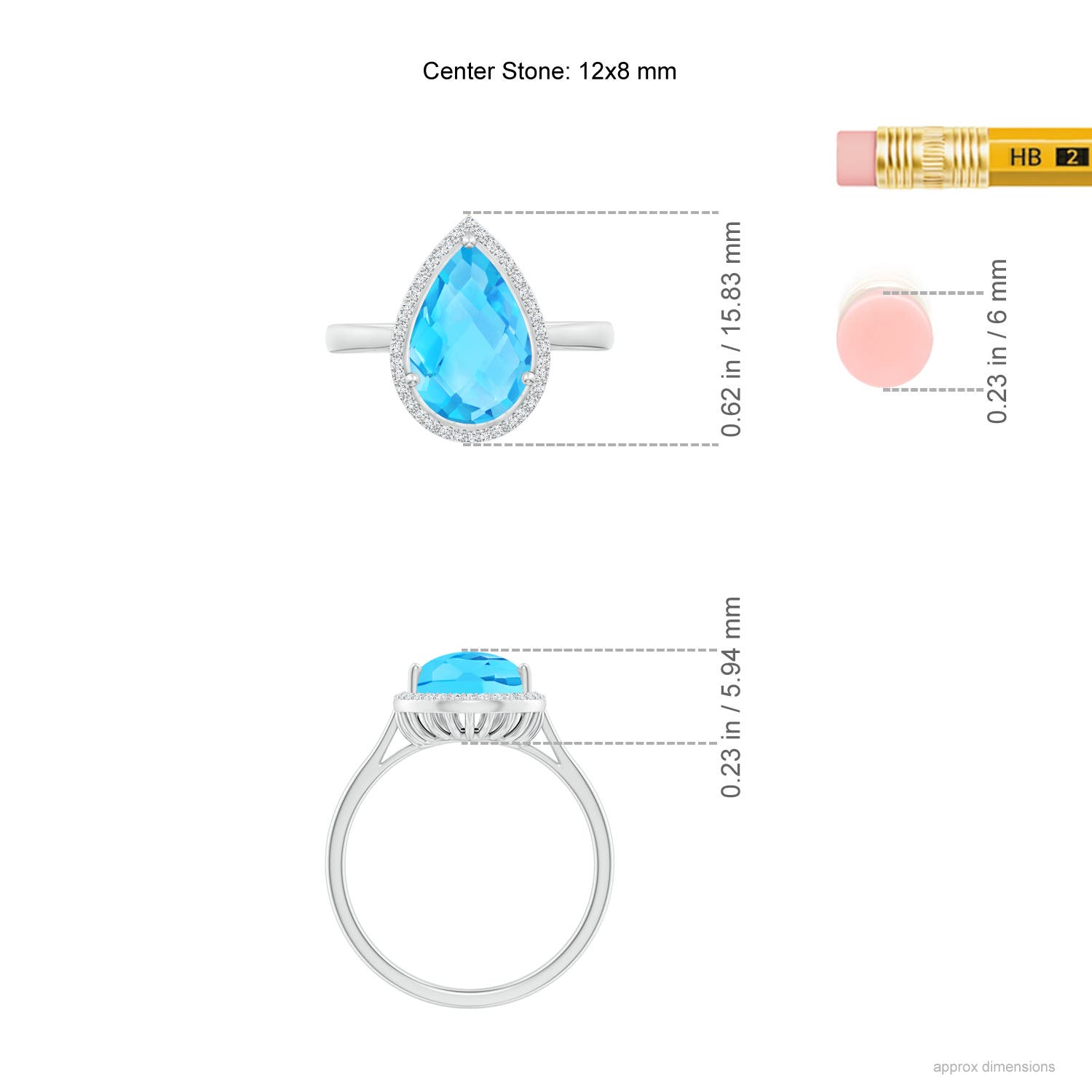 A - Swiss Blue Topaz / 3.61 CT / 14 KT White Gold