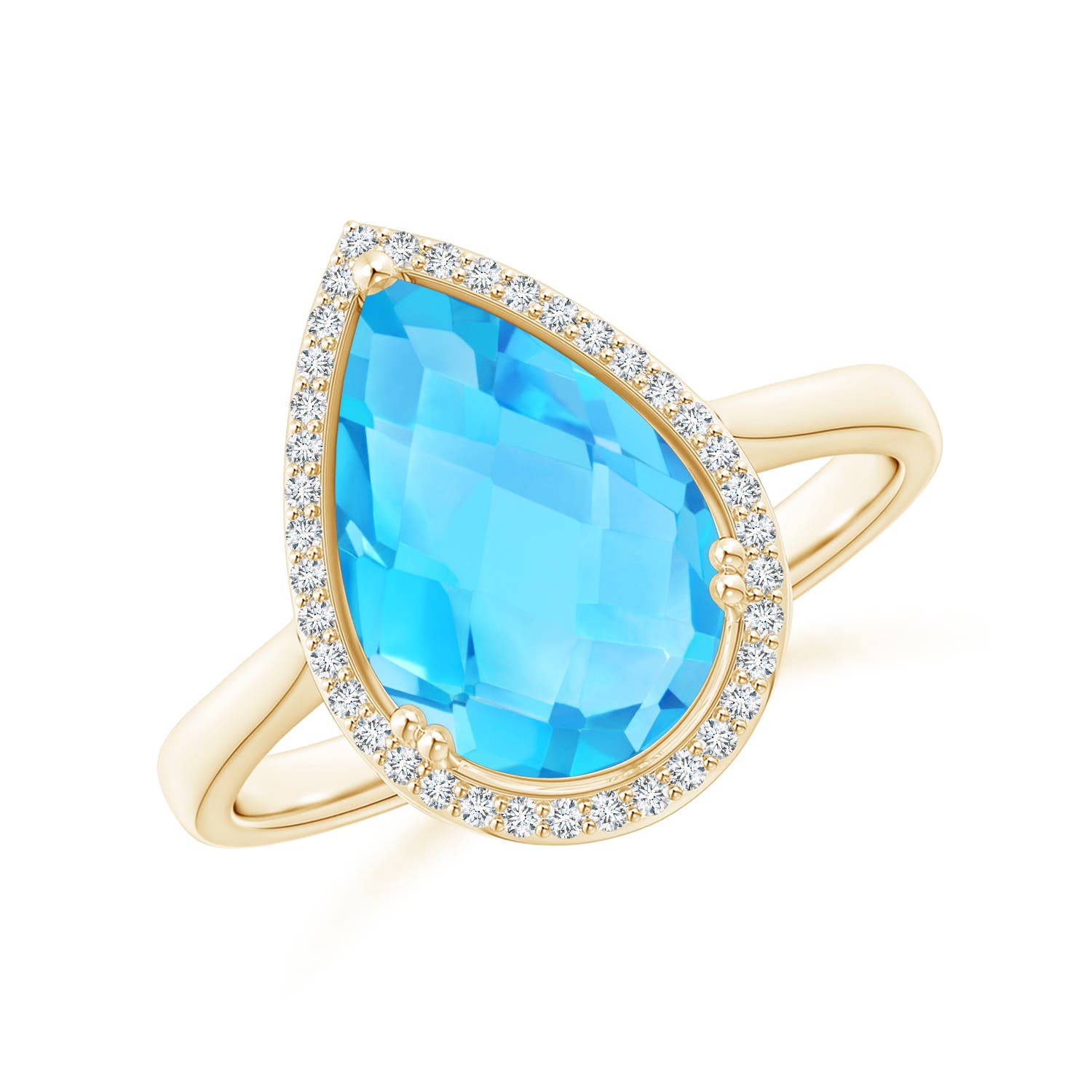 A - Swiss Blue Topaz / 3.61 CT / 14 KT Yellow Gold