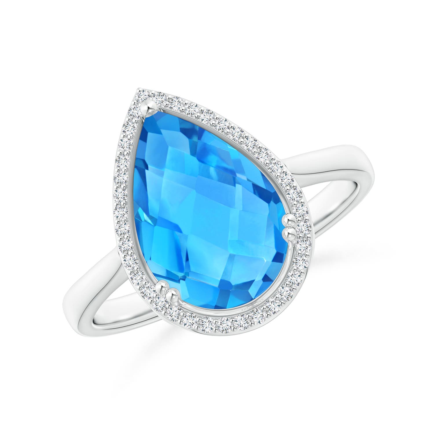 AAA - Swiss Blue Topaz / 3.61 CT / 14 KT White Gold