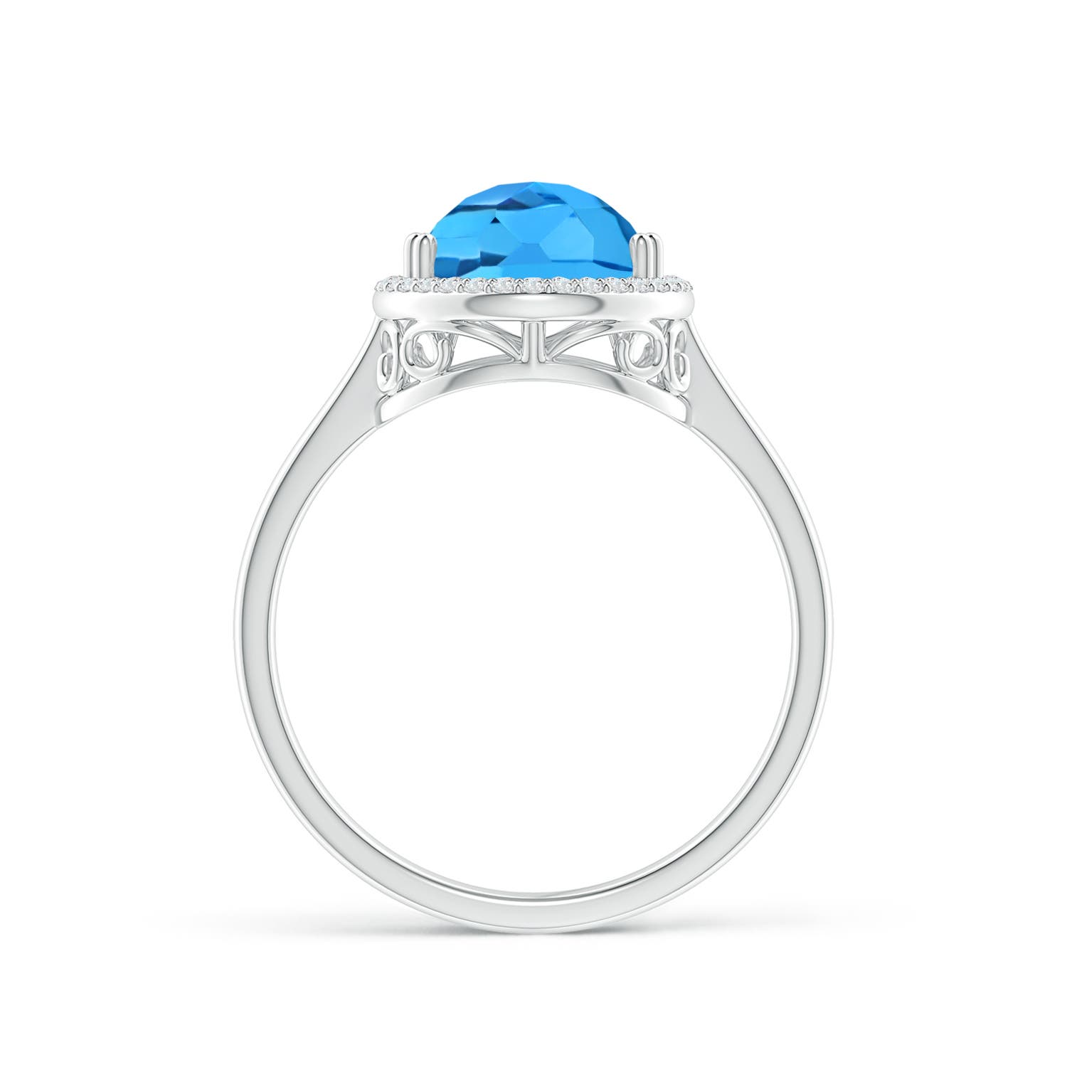 AAA - Swiss Blue Topaz / 3.61 CT / 14 KT White Gold