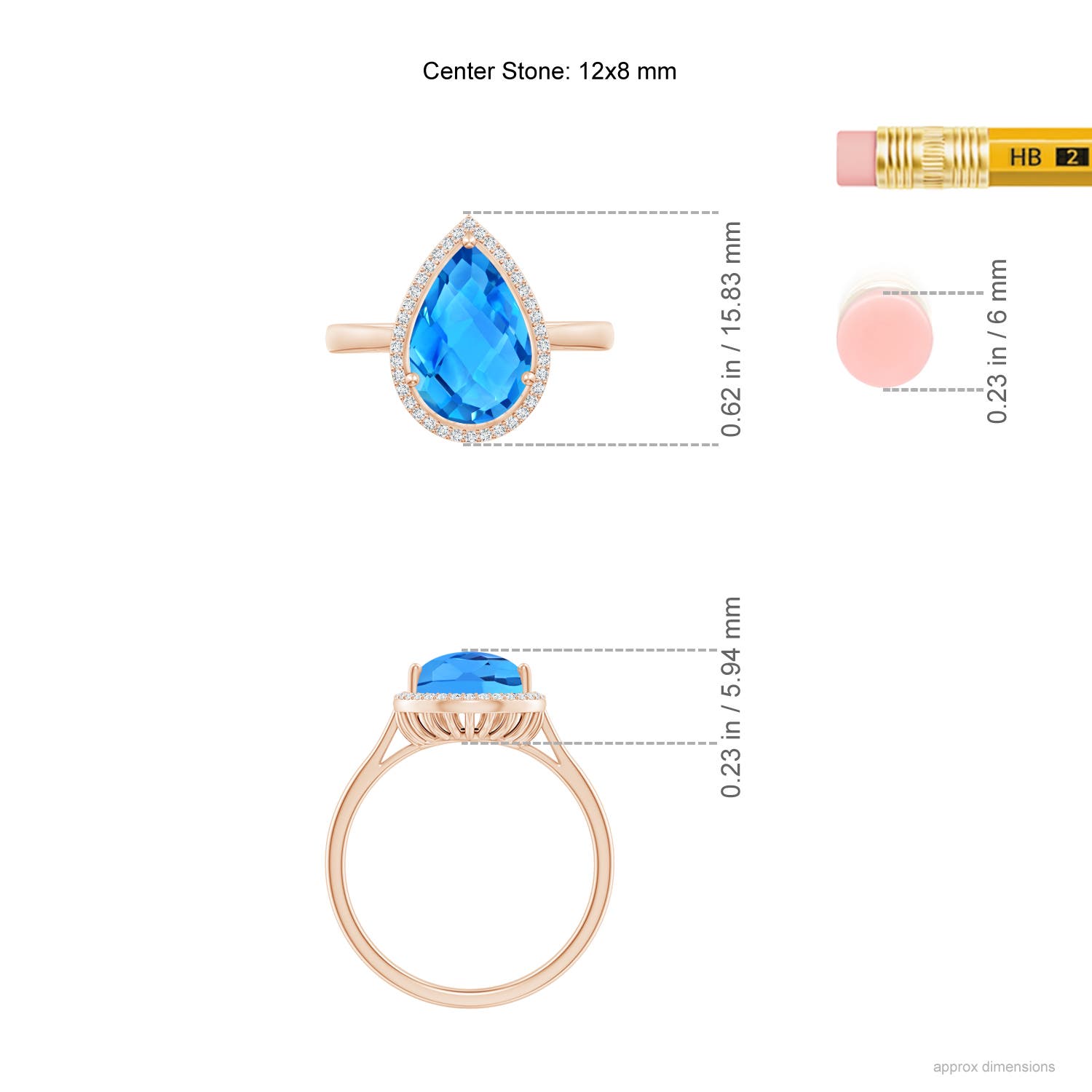 AAAA - Swiss Blue Topaz / 3.61 CT / 14 KT Rose Gold