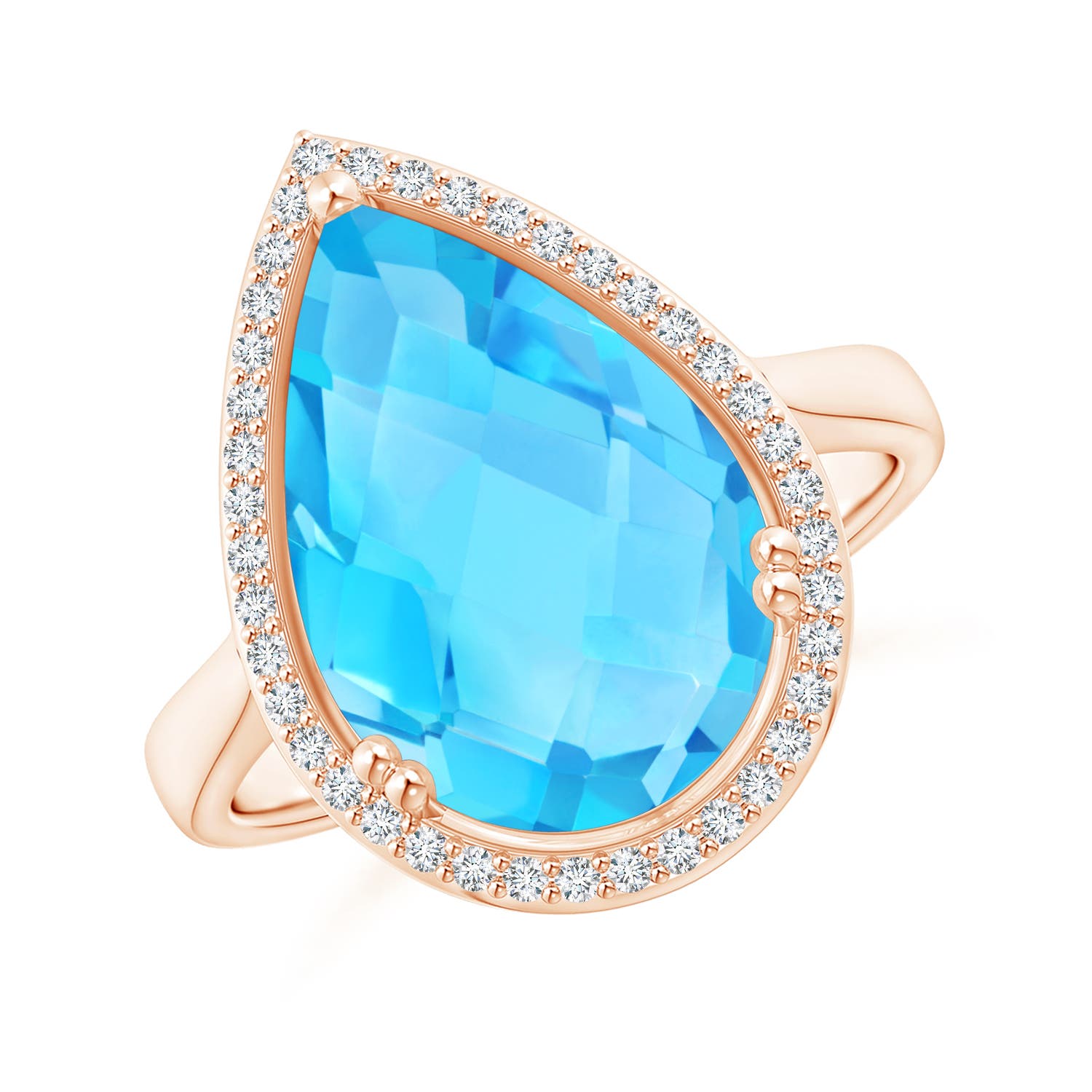 A - Swiss Blue Topaz / 6.95 CT / 14 KT Rose Gold