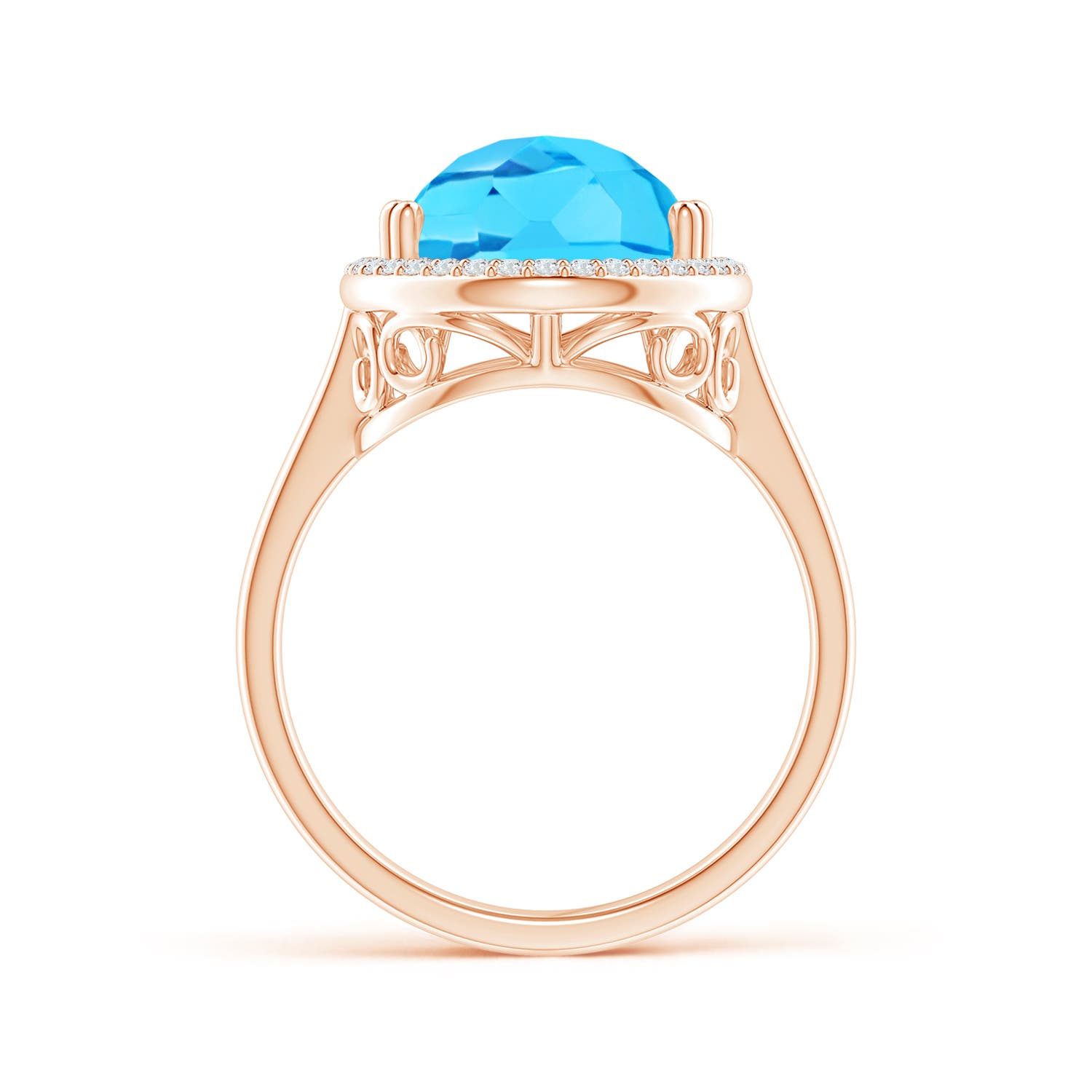 A - Swiss Blue Topaz / 6.95 CT / 14 KT Rose Gold