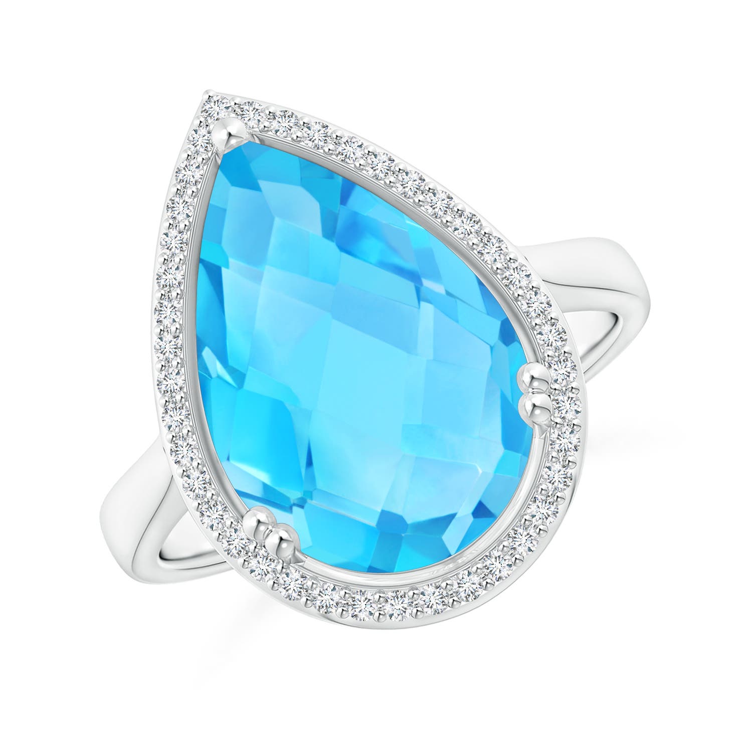 A - Swiss Blue Topaz / 6.95 CT / 14 KT White Gold