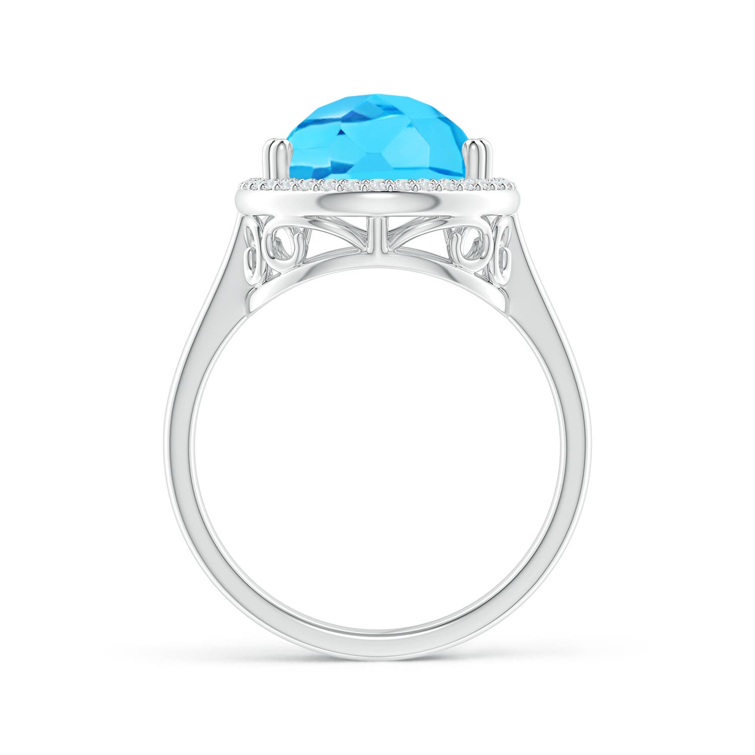 A - Swiss Blue Topaz / 6.95 CT / 14 KT White Gold