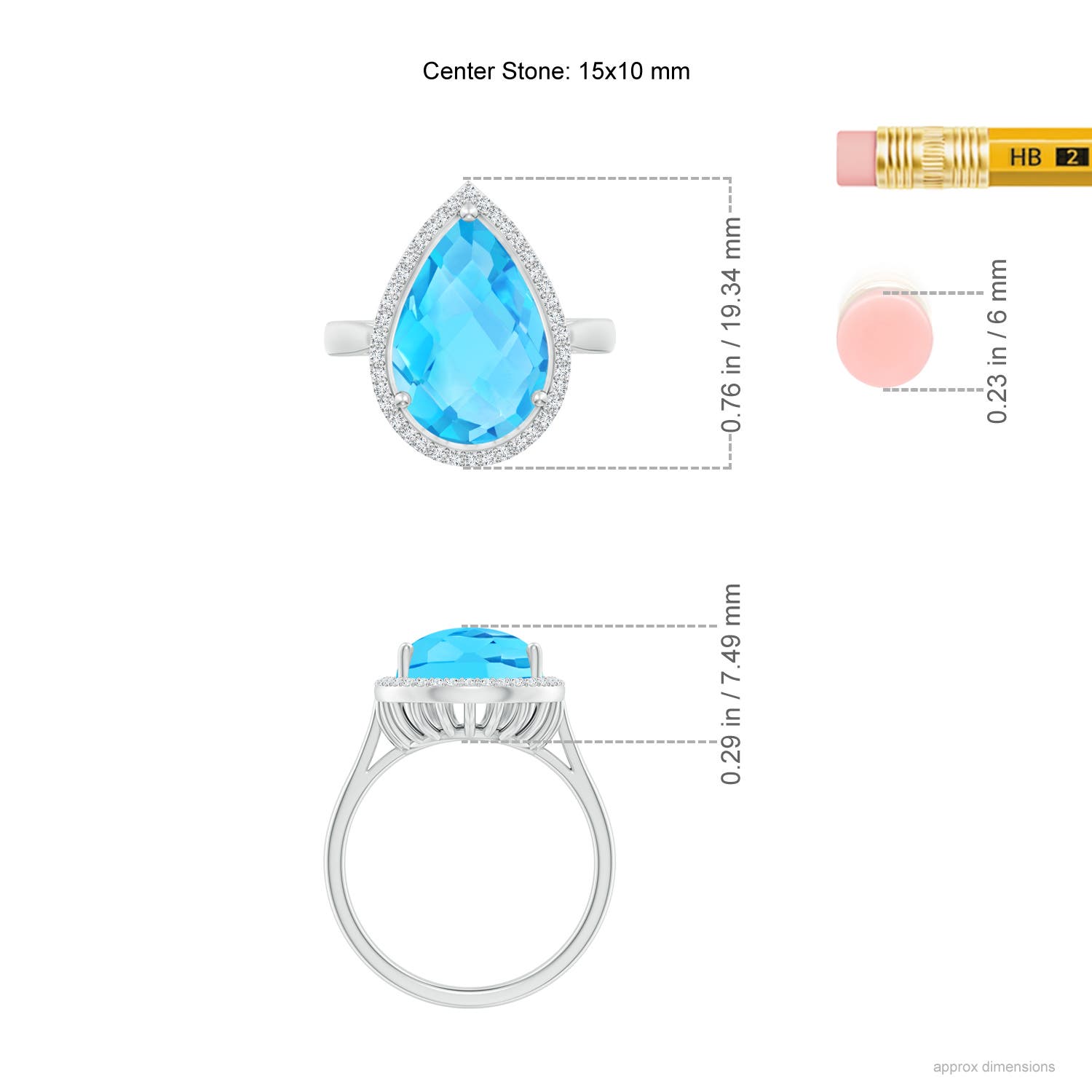 A - Swiss Blue Topaz / 6.95 CT / 14 KT White Gold