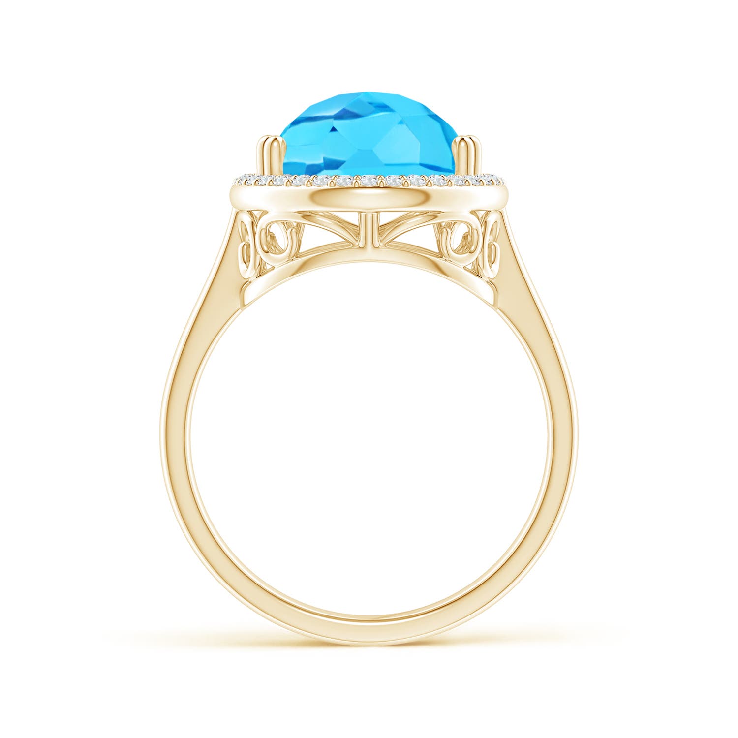 A - Swiss Blue Topaz / 6.95 CT / 14 KT Yellow Gold