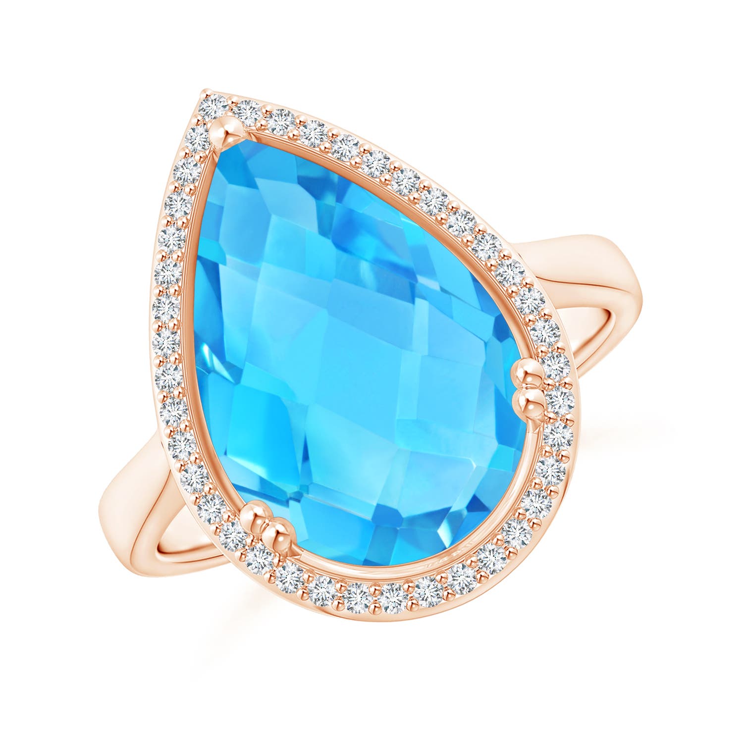 AA - Swiss Blue Topaz / 6.95 CT / 14 KT Rose Gold